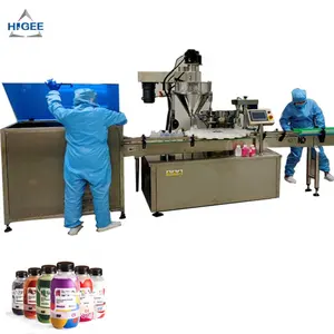 Higee milk powder filling machine milk shake filling and capping machine with shrink sleeve labeling machine