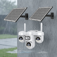 Caméra de surveillance solaire panoramique 4K 4G WiFi PTZ extérieure sans fil à 4 objectifs avec carte SIM, audio et alarme cloud pour la sécurité domestique