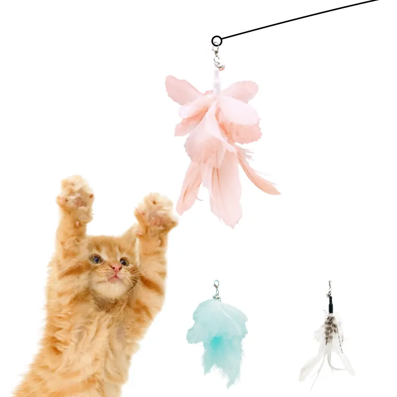 Flying Bird Cat Toy Fairy Series Colorful Feather Cat Funny Stick Replaceable Headband Bell