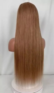 Perruque à lacet frontal 13x4 <span class=keywords><strong>Futura</strong></span>, longue et droite, pré-épilée, avec mèches, frange, résistante à la chaleur, sans colle, blonde, transparente - Product Image 3