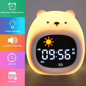 Réveil pour enfants Ok pour réveiller Tranier avec veilleuse Machine à son ours chambre Portable bureau sommeil formation cadeau d'anniversaire - Product Image 2