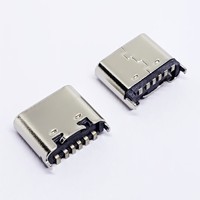 Connecteur de charge USB-C en acier inoxydable 201/304, montage vertical sur surface, femelle 6 broches TYPE-C, troisième moule supérieur 6,5/6,8