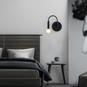 Lámpara de Pared Negra en Forma de U de Estilo Nórdico Minimalista, Luz Moderna para Dormitorio, Sala de Estar, Hotel, Pasillo - Product Image 3