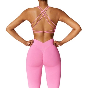 Ensemble de vêtements de sport respirants pour femmes OEM - Ensemble de yoga avec soutien-gorge sans couture et leggings, fermeture élastique à la taille, ensemble de fitness recyclable - Product Image 3