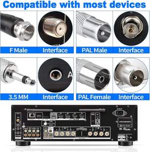 Connecteur de type F <span class=keywords><strong>Antenne</strong></span> de remplacement de radio DAB pour récepteur de radio <span class=keywords><strong>TV</strong></span> AM FM <span class=keywords><strong>TV</strong></span> télescopique à 7 sections avec <span class=keywords><strong>antenne</strong></span> à base magnétique - Product Image 2