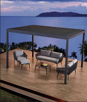 Pergola motorisée rétractable en aluminium thermolaqué, imperméable, pour extérieur, idéale pour café et restaurant