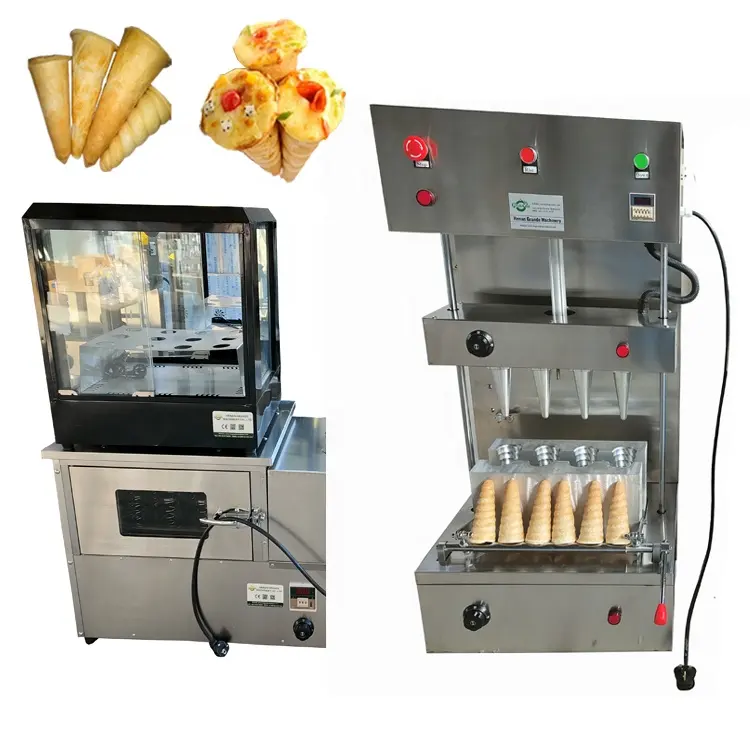 最も人気のある高品質の自動クリスピーシュガーウエハーKonoピザコーン製造ベーキングオーブン機器ピザコノマシン価格