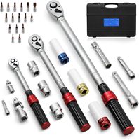 Jeu de clés dynamométriques de 33 pièces 1/4 3/8 1/2 pouce 2-24 nm 5-60 nm 20-220 nm avec boîte en plastique pour réparation de vélo moto voiture