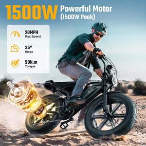 Vélo électrique tout-terrain pour adultes, 48V15AH, autonomie 50-120KM, 250w-1500w, pneus larges, 20 pouces, entrepôt européen - Product Image 1