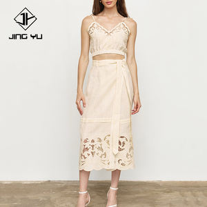 Nouvel ensemble deux pièces chemise-robe brodée à pompons, classique et élégant, ensemble deux pièces robe 100% lin sur mesure - Product Image 4