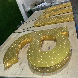 Biển hiệu logo chữ nổi bằng thép không gỉ, mạ vàng, có đèn LED, bề mặt gương, tùy chỉnh, chống nước IP65, sử dụng ngoài trời - Product Image 6