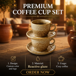 200ml Modern Linen Custom Coffee <strong>Cup</strong> and Saucer Set Porcelain Mug Cream Glaze Handle Cafe Bar Tea <strong>Weir</strong> Croft Beck LEXI - Product Image 3