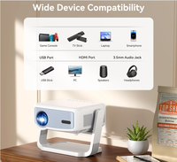 Wifi BT Android 13 Baleine OS Projecteur Intelligent Intégré 386 APPS 1080P Natif Mini Projecteurs Portable pour Films En Plein Air Enfants Cadeau