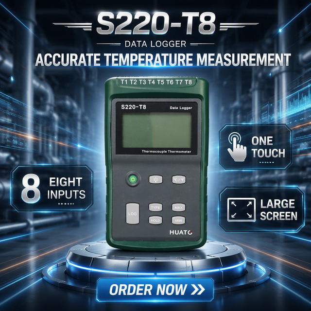 Huato S220-T8 Multi 8 Channels Thermocouple Temperature Data Logger