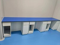 Table de laboratoire électronique ESD moderne en résine époxy métallique bleue avec siège pour ordinateur pour usage scolaire