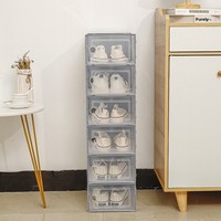 Boîte à chaussures transparente empilable en plastique, organiseur de rangement pour baskets, avec ouverture frontale, anti-poussière, avec couvercle