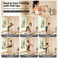 Barres murales en bois, échelle suédoise, barres de gymnastique, structure d'escalade avec tour de Pilates et bras réglables pour la gym à domicile et le fitness