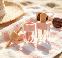 Tube de gloss à lèvres en forme de crème glacée 5ml, multicolores, emballage cosmétique personnalisé avec logo