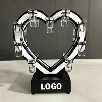 Support de verres à liqueur LED lumineux en métal, décoratif, en forme de cœur, à 18 trous, pour présentation de verres à shot