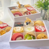 Boîte carrée jetable personnalisée en papier kraft à neuf compartiments avec couvercle et fond, logo imprimé sur mesure, pour fondue, pique-nique, desserts, cadeaux