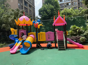 Structure de jeu extérieure commerciale à double piste avec toboggans en acier et en plastique pour grands enfants, thème spatial - Product Image 3