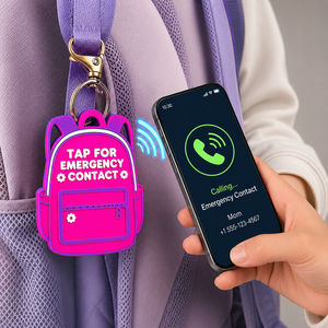 Portachiavi NFC Intelligente per la Sicurezza dei Bambini, Targhetta di Contatto di Emergenza, Chiamata ai Genitori con un Tocco, Targhetta ID per Zaino per Bambini Autistici Non Verbalmente Comunicanti - Product Image 1