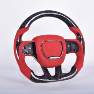 Volante Deportivo de Cuero Negro y Fibra de Carbono para Dodge Challenger Charger SRT <span class=keywords><strong>Durango</strong></span> 2015+, Accesorio Interior Personalizado - Product Image 2