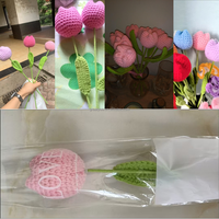 Bunga Tulip Rajut Kecil Aplikasi Hiasan Buatan Tangan Kit Rajut Crochet Bunga Rajut Mewah