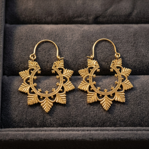 Boucles d'oreilles créoles en laiton doré de haute qualité, forme fleur, motif géométrique mignon, petit cercle, pour femme, cadeau, E-382 - Product Image 2