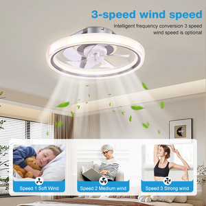 ราคาโรงงาน โคมไฟพัดลมเพดาน LED ขนาด 14 นิ้ว รุ่น W25039 สำหรับตกแต่งภายในห้องนอน กันน้ำระดับ IPX0 ดีไซน์เรียบง่าย รุ่น W25039 - Product Image 5