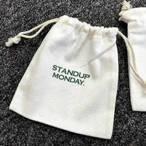 小环保白色斜纹布礼品袋定制标志棉拉绳袋小储物袋