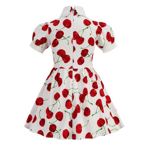 Summer New Style Swing Evening Party Wedding Prom <span class=keywords><strong>Rockabilly</strong></span> 50s Cherry Print Office Wear Vintage Dresses For Children - Product Image 3