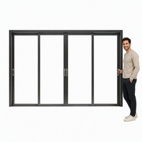 Pintu Geser Aluminium Alloy 3 Rel Anti Maling Mewah Minimalis Modern Berkualitas Tinggi Tugas Berat Kaca Tempered Ganda untuk Ruang Tamu