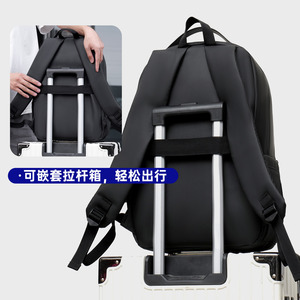 Cross Border Business <b>Backpack</b> Laptop <b>Compartment</b> Waterproof USB Charging Unisex Travel Bag Solid Color - Product Image 2