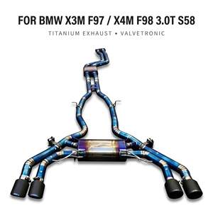 Escape Trasero Vortex Titanium Blue para BMW X3M F97 X4M F98 3.0T S58, Silenciador Central con Cuatro Salidas Negras, Línea de Escape Modificada - Product Image 1