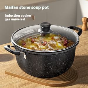 หม้อไฟฟ้าอเนกประสงค์ ดีไซน์ทันสมัย เคลือบหินทางการแพทย์ ป้องกันการติดกระทะ ใช้ได้กับเตาแก๊สและเตาแม่เหล็กไฟฟ้า เหมาะสำหรับทำซุป ตุ๋น โจ๊ก ใช้ในครัวเรือน ทำจากโลหะ - Product Image 3