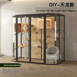 Vente en gros de villa pour chat en bois massif, château robuste pour chat avec poteaux à gratter, hamac, maison de jeu multifonction pour chat, meubles pour animaux de compagnie d'intérieur - Product Image 2