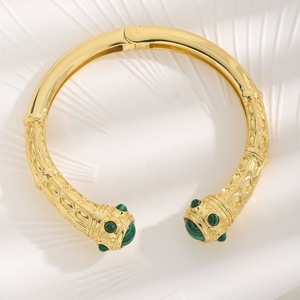 Đôi Đầu Malachite,Tiger Eye Frosted Đá 18K Vàng Mạ Phụ Nữ Bangles Thời Trang Hình Học Kết Cấu In Sang Trọng Bangle - Product Image 5