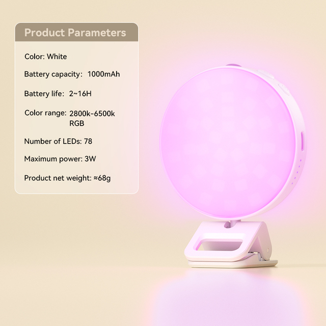 Portable Mini LED Fill Light RGB Selfie Video Conferencing Lamp Chargeable Camera Light for Phone/Tablet PC Laptop Lighting