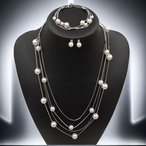 Conjunto de Joyería de Perlas de <span class=keywords><strong>Moda</strong></span>, Collar Largo de Varias Capas, Pulsera de Perlas, Pijamas de Perlas, Conjunto de Joyería de Perlas de Invierno - Product Image 4