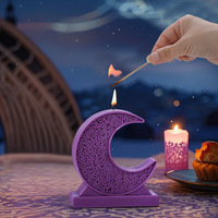Moule en silicone pour bougie parfumée K592 DIY Moule en plâtre arqué 3D Mandala Croissant de Lune Décor Eid Mubarak Ramadan Moule pour bougie