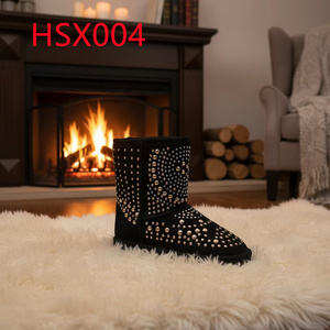 Botas de Nieve para Mujer HY, Diseño con Adornos de Diamantes, Cuero de Gamuza de Calidad, Anti-frío, Hua Singh, 8 Pulgadas, Botas de Invierno para Países Nórdicos HSX001 - Product Image 5