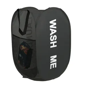 Cesto de ropa sucia de tela transpirable portátil Cesta de almacenamiento plegable de apertura amplia para artículos de baño de viaje de dormitorio que ahorran espacio - Product Image 5