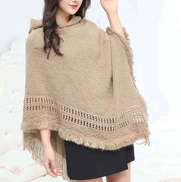 wholesale cheap sale ladies women winter sweater hooded poncho