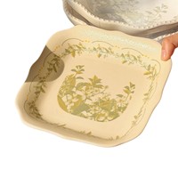 [Chun Ye Mo Li] Assiette en céramique élégante style vintage, motif végétal, compatible micro-ondes, Nouvelle Collection 2026