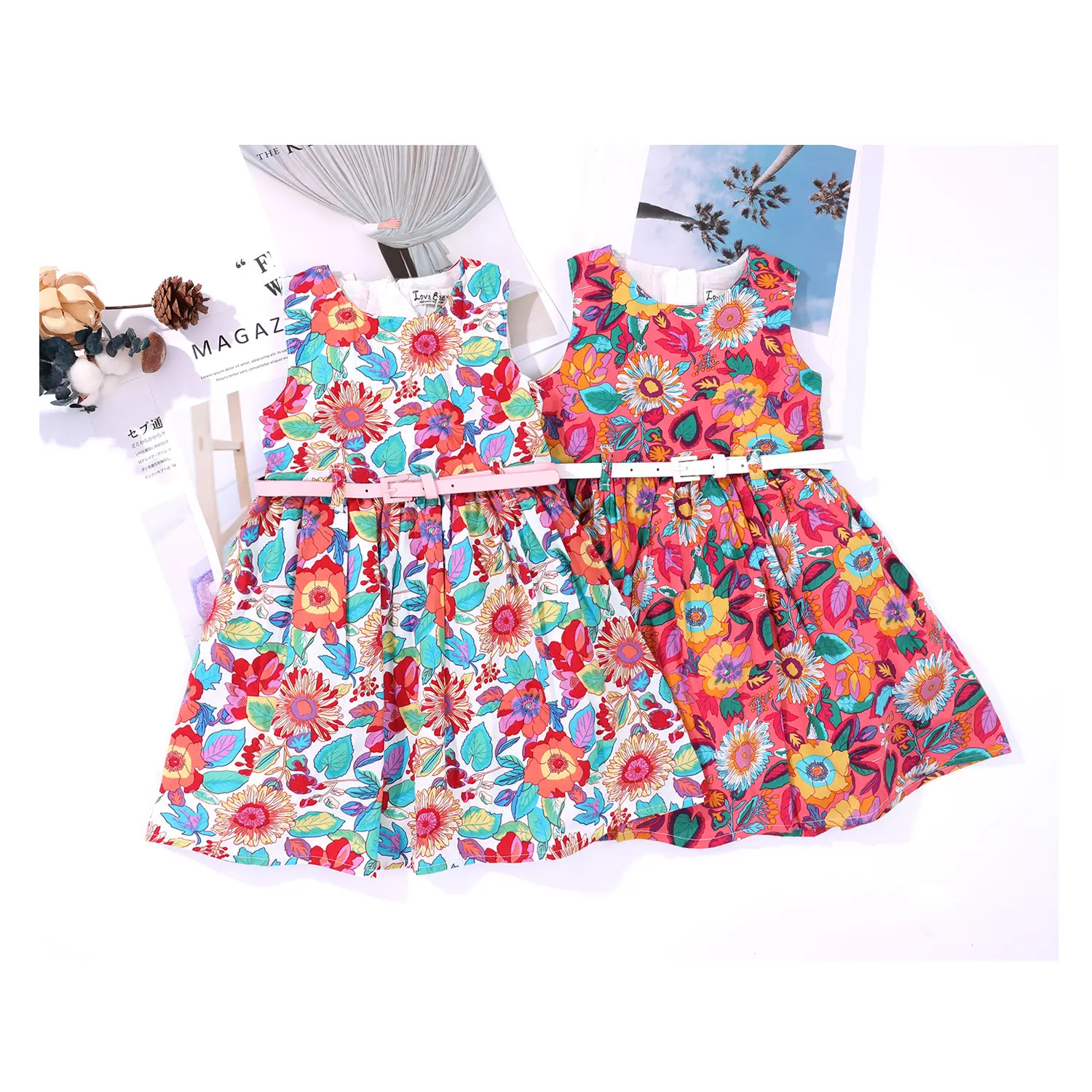 New style summer dress 2022 High Quality casual a-line skirt 100% cotton girls baby girls cotton sleeveless sweet dress