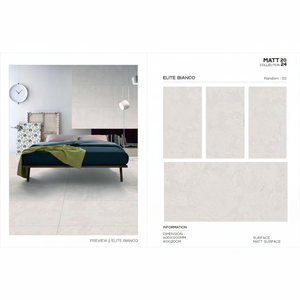 Bianco Elite ผนังห้องน้ำห้องนั่งเล่นดั้งเดิมหรูหราโรงแรมล็อบบี้กระเบื้องพอร์ซเลนขนาด600x1200แมตต์ทั้งตัวสำหรับผนังห้องครัว - Product Image 1