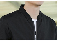 Veste bomber noire de style tendance sur mesure OEM, veste d'hiver noire unie pour hommes, vestes pour hommes sur mesure