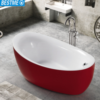 Baignoire autoportante en céramique moderne et durable pour une personne, avec drain et trop-plein, portable pour villas