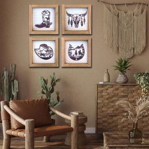 Ciondolo in legno stile cowboy western con design a ferro di cavallo, stivale, teschio, testa di pecora e cappello, dalla Cina - Product Image 3